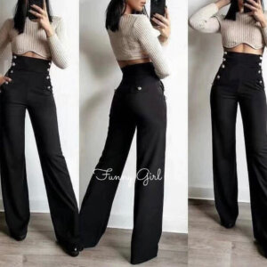 Pantalone vita alta bottoni