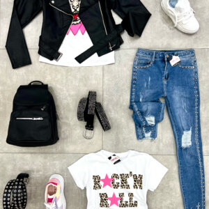 Jeans strappi borchie