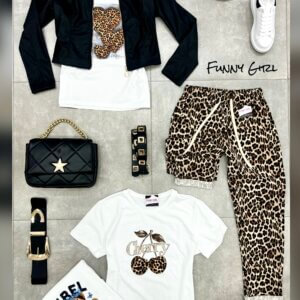 Pantalone leopard strass