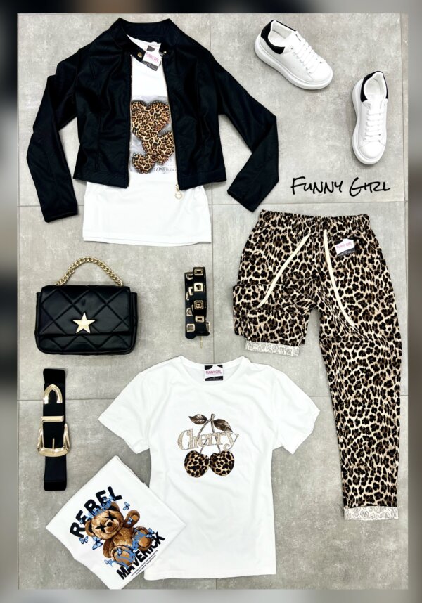 Pantalone leopard strass